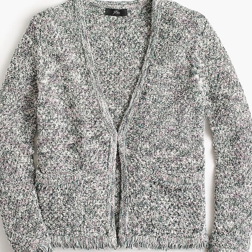 - J Crew Lady Sweater Lady Jacket with Fringe